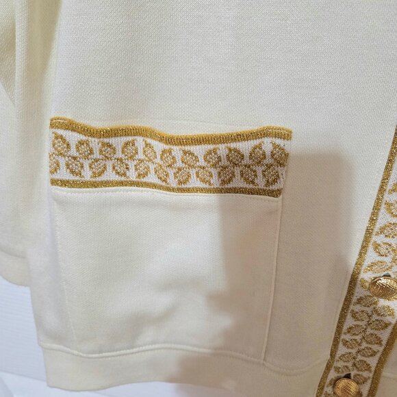 Cathy Daniels Cream Cardigan With Gold Trim Detail Size M - Picture 6 of 7